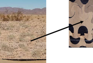 Tent with camouflage netting shown in a desert environment with detail shot of pattern Tent with camouflage netting shown in a desert environment with detail shot of pattern